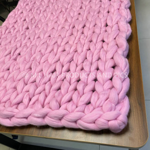 100% मेरिनो ऊन चंकी नरम Roving यार्न कंबल भारी हाथ बुनाई विशाल कंबल - Product Image 3