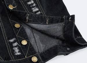 Chaleco vaquero para hombre, rasgado, de invierno, transpirable, con forro polar, cálido, negro, sin mangas, corte ajustado, informal, tipo chaqueta. - Product Image 3