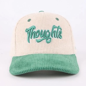 High Quality Unisex <b>Waterproof</b> 6-Panel Baseball Caps Wholesale Embroidered Vintage Two Tone Corduroy <b>Hat</b> - Product Image 2