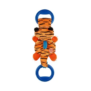 Ghigwi Cartoon tigre a doppia testa anello per animali domestici giocattoli interattivi per cani