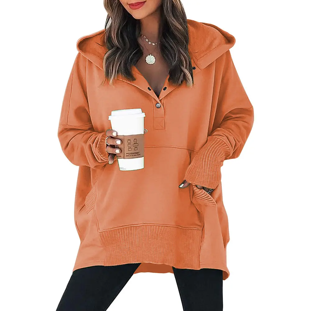 Custom Logo Hooded Oversize High Quality Winter Sweatshirt Pocket Long Sleeve Women Oversize Hooded