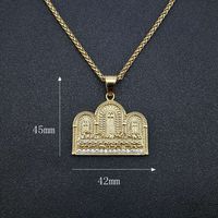 Collier pendentif Panier de fleurs Couronne en acier inoxydable plaqué or, serti pavé, bijoux de fête, chaîne de 3 mm, 61 cm