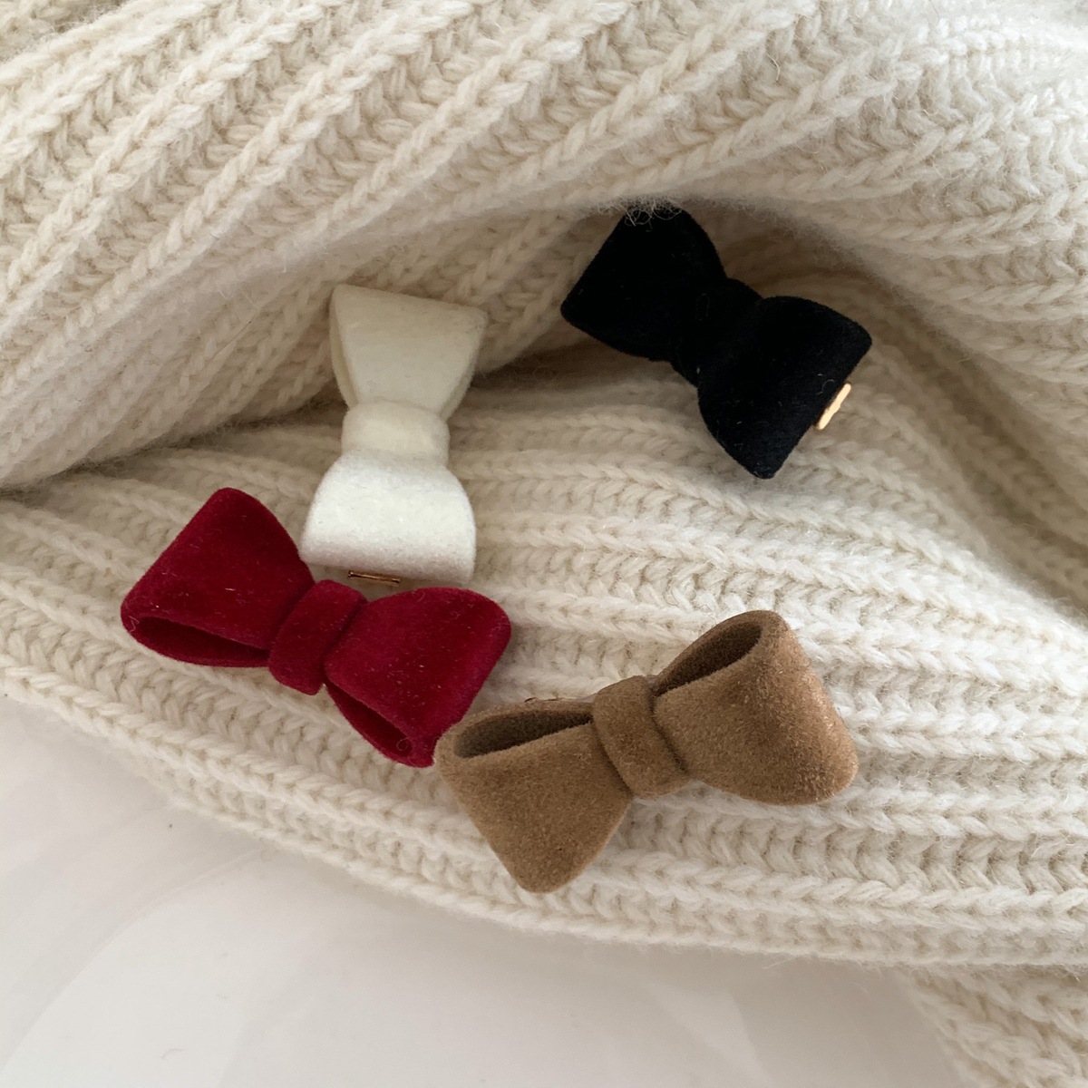 Осенне-зимние Бархатные заколки для волос с бантом для женщин милые маленькие заколки для волос с бантом