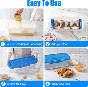 Bol à pâte à tremper avec couvercle, shaker à pâte à poisson, meilleur plateau à paner, bol à pâte avec couvercles, shaker pour <span class=keywords><strong>les</strong></span> <span class=keywords><strong>ailes</strong></span> de poulet - Product Image 4
