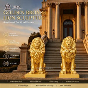 <span class=keywords><strong>รูป</strong></span>ปั้น<span class=keywords><strong>สิงโต</strong></span>ทองสัมฤทธิ์ขนาดเท่าตัวจริง TREVI คู่หนึ่ง ผลิตตามสั่ง สำหรับตกแต่งสวนกลางแจ้ง ประตูวิลล่า และบ้านพักตากอากาศ - Product Image 1