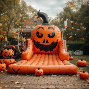 Castillo Inflable con Forma de Casa de Calabazas Amarilla para Fiestas de Halloween, Brincolín Inflable Comercial para Exteriores - Product Image 6