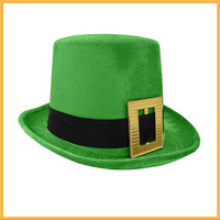 Accessoires de fête pour la Saint-Patrick irlandaise : Chapeau Fedora vert et or avec grande boucle, chapeau de carnaval Saint-Patrick, chapeau de cowboy irlandais