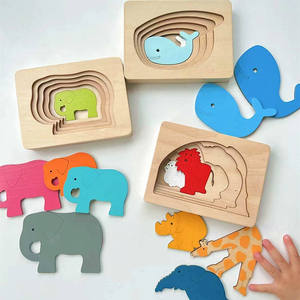 <span class=keywords><strong>Puzzle</strong></span> Montessori en bois à 5 couches, baleine, éléphant, dessin animé <span class=keywords><strong>3D</strong></span>, jouets éducatifs pour enfants - Product Image 6
