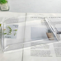 Vente en gros Plateau de service rectangulaire en acrylique transparent avec poignées Organisateur décoratif pour petit-déjeuner pour table basse
