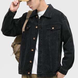 Veste en <span class=keywords><strong>jean</strong></span> noire pour homme, personnalisée OEM, avec broderie arrière, style vintage streetwear, vente en gros - Product Image 3