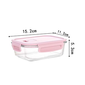 フレッシュキーピングボックスキッチン密閉型ランチボックス電子レンジ加熱オフィス高ホウケイ酸ガラス収納ボックス健康な学生学校 - Product Image 3