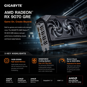 Tarjeta Gráfica Gigabyte RX 9070 GRE GAMING OC 16GB GDDR6 RDNA 4 para Juegos, <span class=keywords><strong>Precio</strong></span> de Fábrica al por Mayor, para Computadoras de Escritorio - Product Image 3