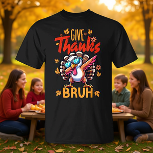 T-shirt per bambini del Giorno del Ringraziamento, manica corta, girocollo, stampa digitale, abbigliamento unisex per riunioni di famiglia - Product Image 3