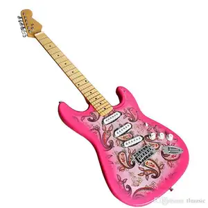 Guitar Điện màu hồng tùy chỉnh với hoa văn trang trí đặc biệt, 3 xe bán tải đơn