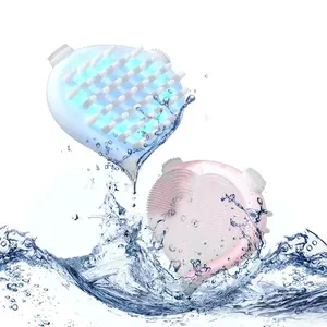 Ev scrubber 3 in 1 oem sonic titreşimli akülü sıcak soğuk silikon elektrikli hızlı yüz temizleme fırçası yüz temizleme için