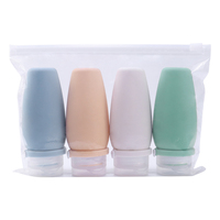 Produits de camping et de randonnée, ensemble de contenants en silicone pour le remplissage de shampooing de voyage 4 en 1, kit de bouteilles de voyage avec sac pour liquides