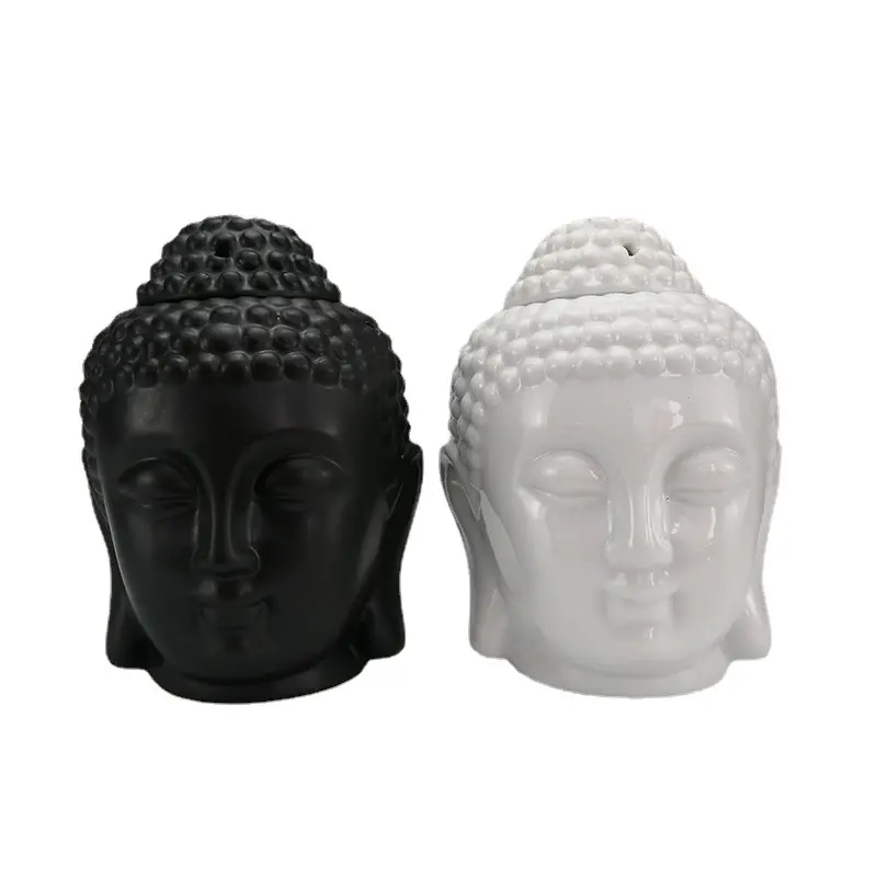 Bougie tête de bouddha en céramique naturelle, brûleur d'huile essentielle, lampe aromatique