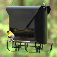 Mangeoire à oiseaux JH-Mech pour l'extérieur, résistante aux écureuils, carrée, 5 lb, en acier au carbone noir avec revêtement en poudre