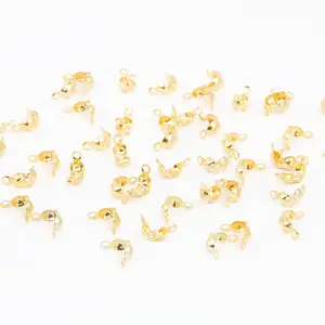 Diy Jewelry Findings Accessories Alloy Calotte Ends Knot Covers Double Closed Loops Clamshell Bead Tips