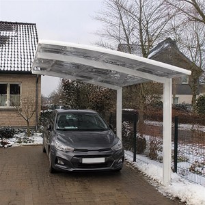 Abri de stationnement automobile moderne, sur mesure OEM, avec revêtement UV 50-100 micromètres, en polycarbonate massif de type L, drainage frontal - Product Image 3