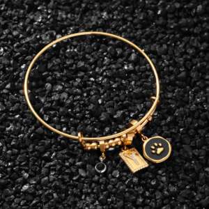 สร้อยข้อมือสแตนเลสสตีลปรับได้ ดีไซน์รูปอุ้งเท้าสีดำ สำหรับผู้หญิง สามารถปรับแต่งได้ - Product Image 3