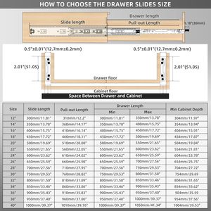 Jinxin Heavy-Duty 1 cặp ngăn kéo Slide khóa 150 LB khả năng chịu tải mở rộng đầy đủ bóng mang đường sắt cho 12 14 16 18 20 22 24 26 - Product Image 2