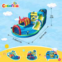 Parc aquatique gonflable sur le thème des crabes Cocofish, aire de jeux en tissu Oxford, château gonflable multifonction, combo de château gonflable