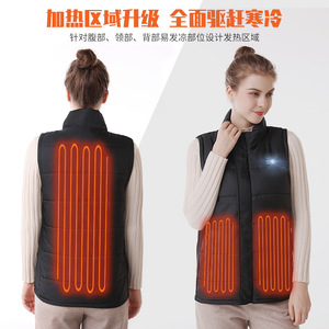 Gilet chauffant électrique pour l'extérieur, col montant, noir, tailles S-6XL, couleur unie, vêtements chauds pour femmes et hommes - Product Image 3