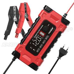 Chargeur de batterie FOXSUR 12V 24V 10A avec écran de réparation intelligent pour voitures et motos - Noir et rouge - Product Image 1