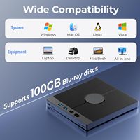 Unidad de Blu-ray 7 en 1, BDXL 100G, Grabadora de Blu-ray Externa Portátil, USB 3.0, Tipo-C, Puertos SD y TF, HUB