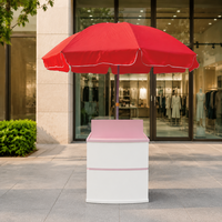 Table de promotion portable en aluminium pour usine, comptoir de présentation en PP, stand de marketing avec parapluie