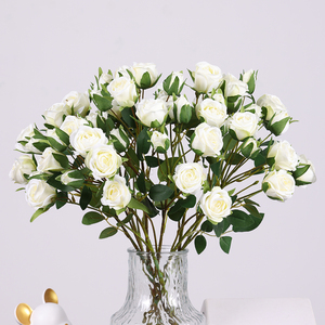 7 cabezas pequeñas <span class=keywords><strong>rosas</strong></span> boda ramo decoración flores de seda blanco rosa rojo <span class=keywords><strong>azul</strong></span> profundo bebé <span class=keywords><strong>rosas</strong></span> - Product Image 1