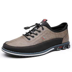 Chaussures pour hommes en cuir à lacets, bout rond, respirantes, semelle intermédiaire en EVA, semelle extérieure en caoutchouc, toutes saisons, usage décontracté - Product Image 2