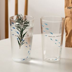Tasse en verre borosilicate transparente, nouveau design poisson, minimaliste, pour café et lait au bureau - Product Image 1