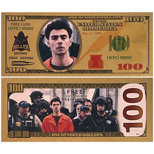 Nouveau artisanat Souvenir carte <span class=keywords><strong>Luigi</strong></span> Nicholas Mangione plaqué or 100 Dollars billet en plastique feuille d'or billet de banque - Product Image 4