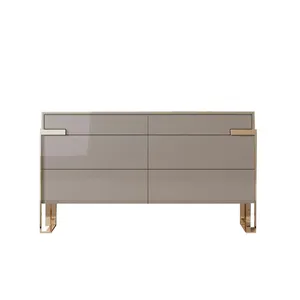 High-End Modern & French Design MDF Wood Console Table with Gold Stainless Steel Leg for Apartment or Outdoor Use