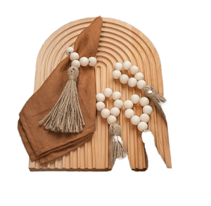 Anillos de Servilleta Modernos de Madera Natural con Borla, Color Personalizado Ecológico para Decoración de Mesa de Boda Estilo Rústico, Recuerdos - Product Image 4