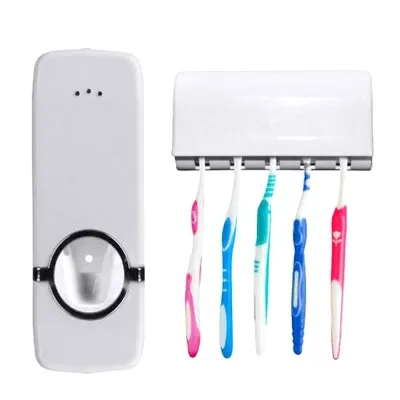 Tự động dán răng kem đánh răng Dispenser với bàn chải đánh răng bàn chải đánh răng chủ và tự động bơm cán ép Kit Set Wall Mount