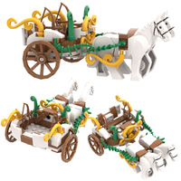 Blocs de construction MOC Chariot médiéval Chariot de prison Accessoires d'armes militaires Armement assemblé Scène à petites particules Jouet DIY
