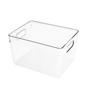 BPA Free Kitchen clear pantry plastic food storage cosmetics bathroom ware bins refrigerator organizer for refrigerator