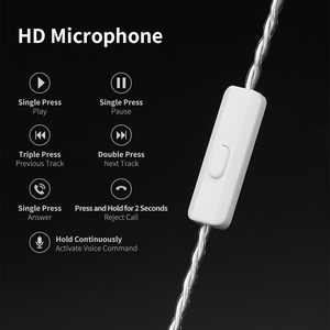 Cables de Extensión para Auriculares con Conector Tipo-C QKZ TC100, Auriculares con Cable Mejorados, Cable de Monitor Intrauditivo para o KZ CCA <span class=keywords><strong>TRN</strong></span> - Product Image 2