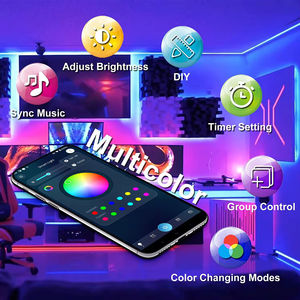 Tira de luces LED de bajo costo para interiores, de 24 V, 65.6 pies (20 m), RGB, con control por aplicación WIFI, sincronización musical. - Product Image 6