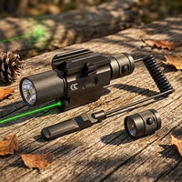 Lampe torche tactique LED rechargeable 1000 lumens avec laser rouge et vert, étanche IP68, en alliage d'aluminium, pour la chasse et la randonnée