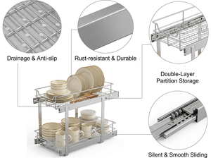Étagère à épices multifonctionnelle moderne en métal antirouille à 2 niveaux, robuste, pour comptoir <span class=keywords><strong>de</strong></span> <span class=keywords><strong>cuisine</strong></span>, <span class=keywords><strong>plan</strong></span> <span class=keywords><strong>de</strong></span> <span class=keywords><strong>travail</strong></span>, armoire d'angle - Product Image 3
