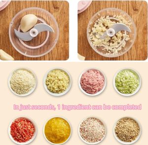 <b>Mini</b> Design Kitchen Tools Manual Garlic Crusher Fruit Meat Cutter Blender Vegetable Chopper Machine Stainless Steel Blades - Product Image 3