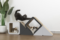 Griffoir pour chat 3-en-1 moderne modulaire en carton ondulé