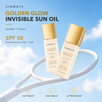Huile Solaire Invisible Golden Glow SPF50 Vitamine C Bakuchiol Large Spectre UVA UVB Hydratante Légère pour le Corps
