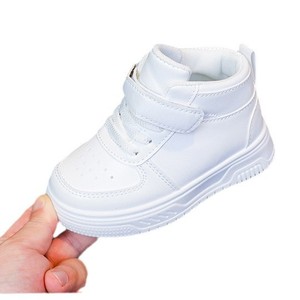 รองเท้าผ้าใบหุ้มข้อสูงสีขาว ระบายอากาศได้ดี สำหรับเด็ก รองเท้าลำลองเดินเล่น พื้นรองเท้า PU ทนทานต่อการสึกหรอ สำหรับเด็กชาย เด็กหญิง และเด็กเล็ก - Product Image 6