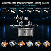 Machine d'étiquetage d'angle pour barquettes 10-25 boîtes/min +-1mm, pour barquettes alimentaires, boîtes à lunch, conteneurs surgélatés SUS304