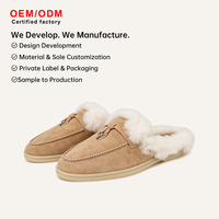Nouvelles pantoufles mocassins tendance en daim et cachemire pour femme, doublées de fourrure de laine, à enfiler, pour l'hiver, le shopping urbain, la mode, personnalisables OEM
